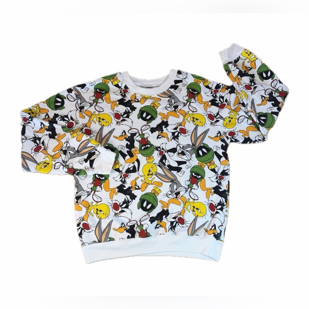 Looney Tunes Sweatshirt All Over Print Bugs Bunny Tweety Etc. Womens Size Medium